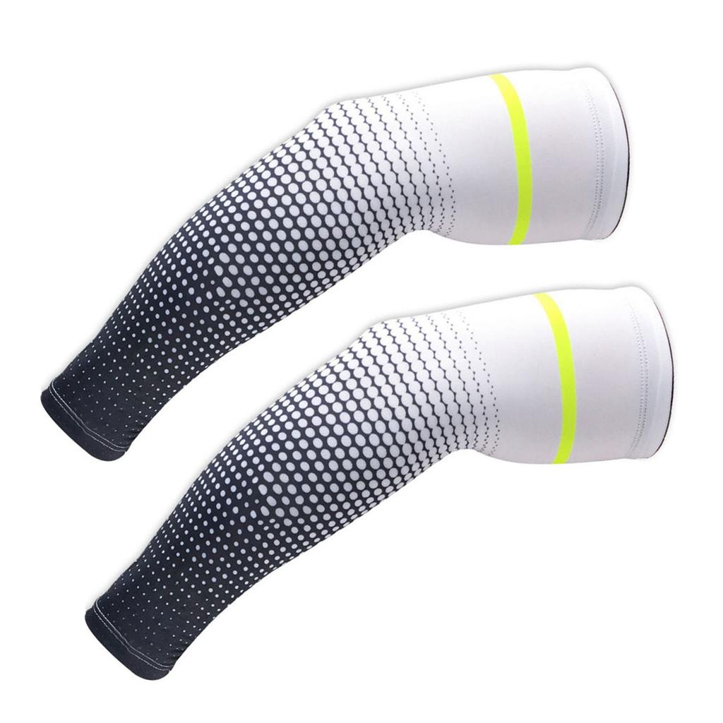 One Pair Sports Sleeve Lightweight Breathable Unisex Ice Silk Compression Arm Sleeve for Cycling Sun Protection White L
