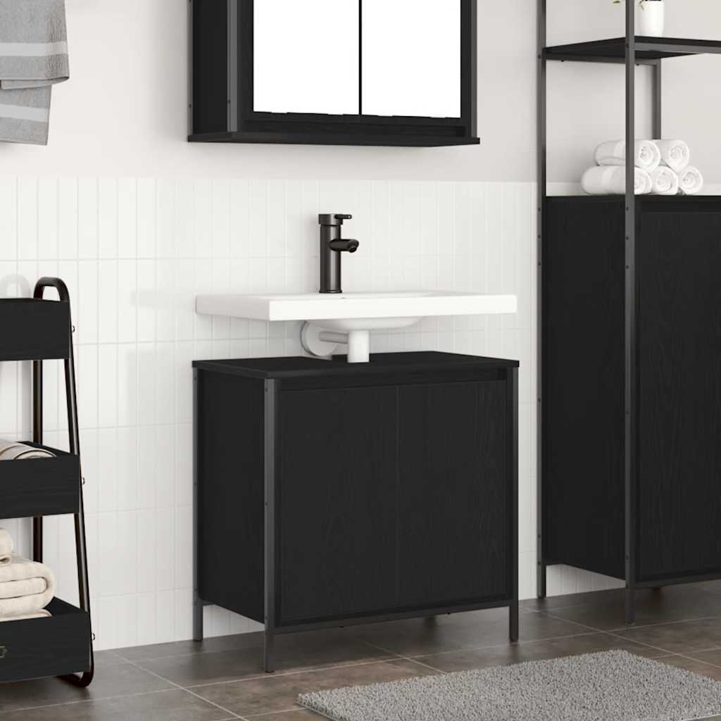 Black Bathroom Vanity Cabinet 60 x 34.5 x 60 cm