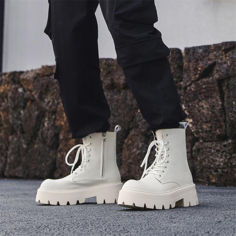 Ботинки Martin мужские на платформе с увеличенным голенищем, кожаные туфли дерби с большой головкой, мужские короткие ботинки средней высоты 7368-W