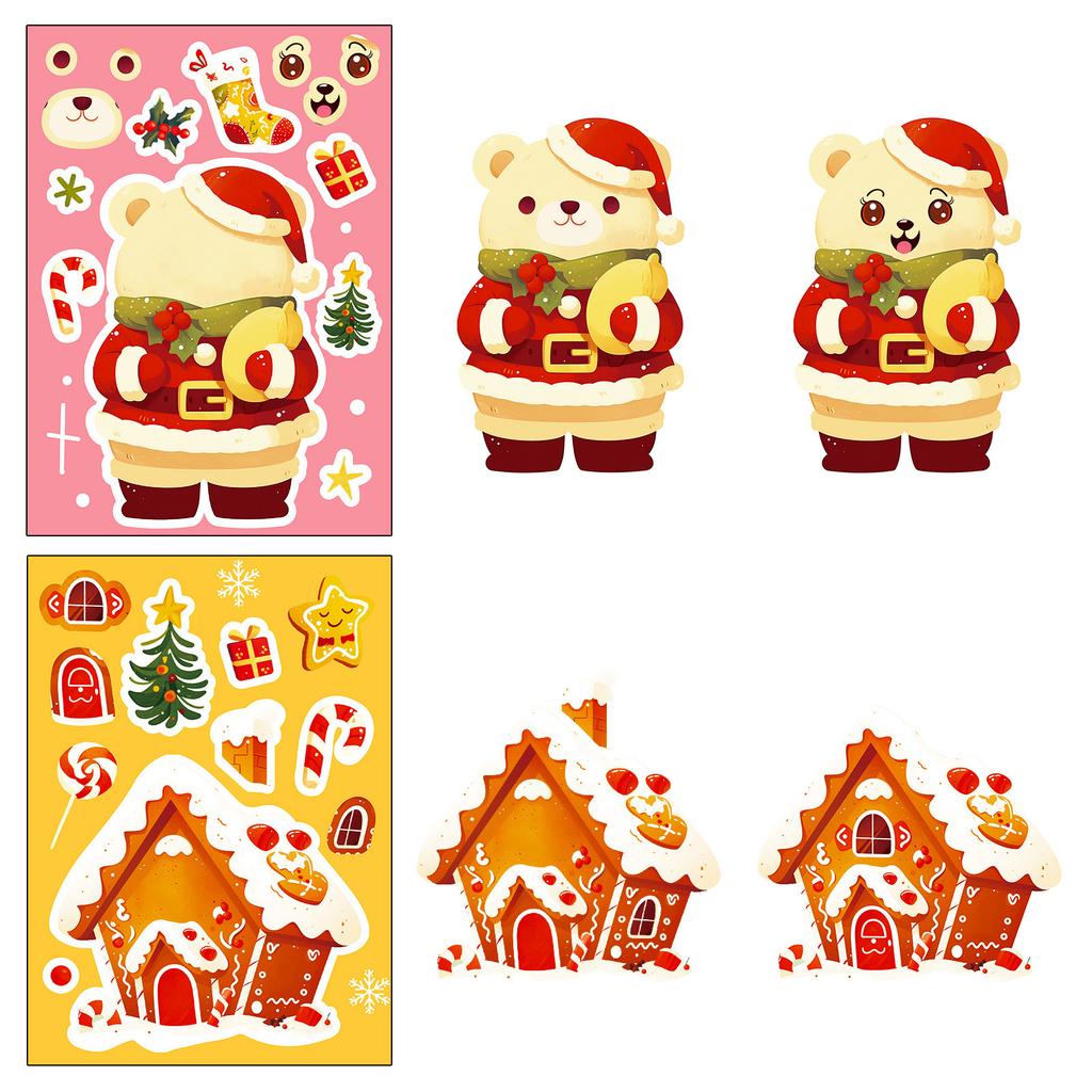 6 Photos/packages Santa Claus Theme Face Change Stickers Children Cartoon DIY Expression Change Packaging Decoration Stickers