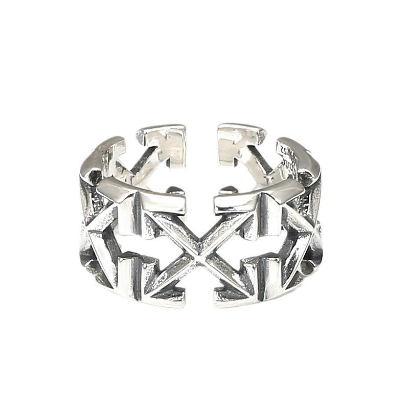 European Retro Distressed Double Arrow X Ring: High-End Thai Silver Jewelry with Trendy Elegance