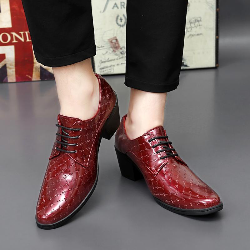 Men High Heels White Derby Wedding Dress Dance Business Formal Red Elevator Shoes Height Increase Tuxedo Prom Blazers Shoes Plus Size