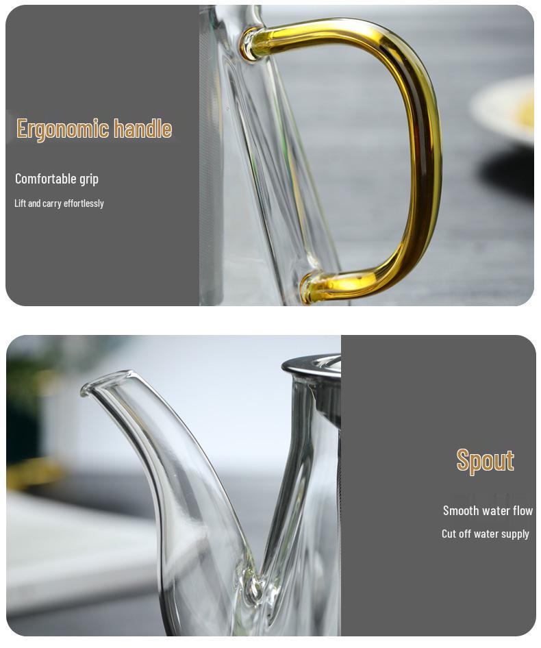 Чайник из боросиликатного стекла с фильтром из нержавеющей стали - Большой объем, дизайн "Бриллиант"