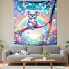 Cute Koala with Rainbow and Butterflies Patterned Tapestry Decorative Wall Hanging, Home Bedroom Living Room Decor