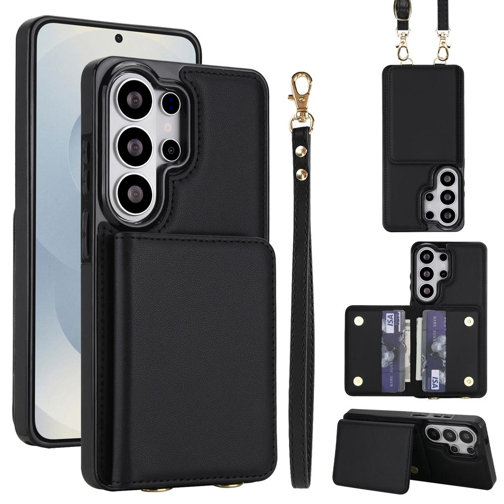 Crossbody Lanyard Credit Cards Wallet Leather Case for Samsung Galaxy S26 S25 Plus S24 FE S23 Ultra S22 S21 Strap Flip Cover