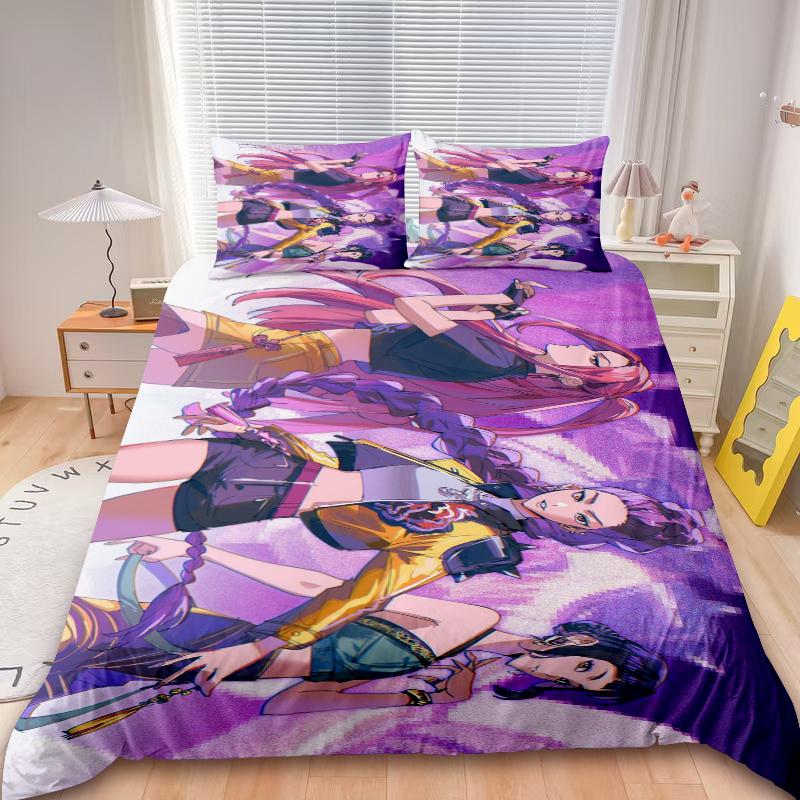 Постельные комплекты K-Pop Demon Hunters EU односпальный Одеяло Покрывало Пододеяльник Наволочка Комплекты из 2-3 предметов Детский Взрослый размер