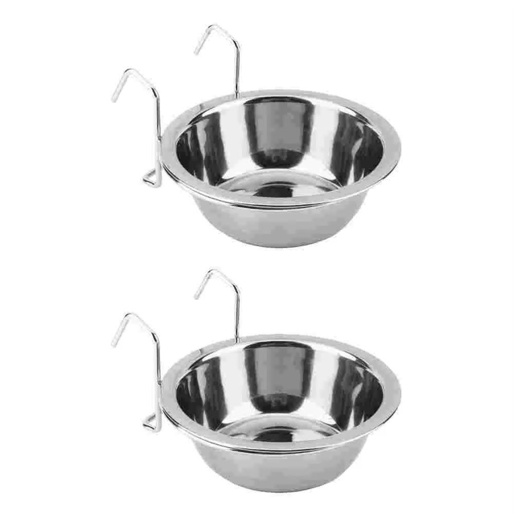 Stainless Steel Hang-on Pet Bowl Big Capacity Hanger Cage Cup Durable Pet Feeding Tool Cat