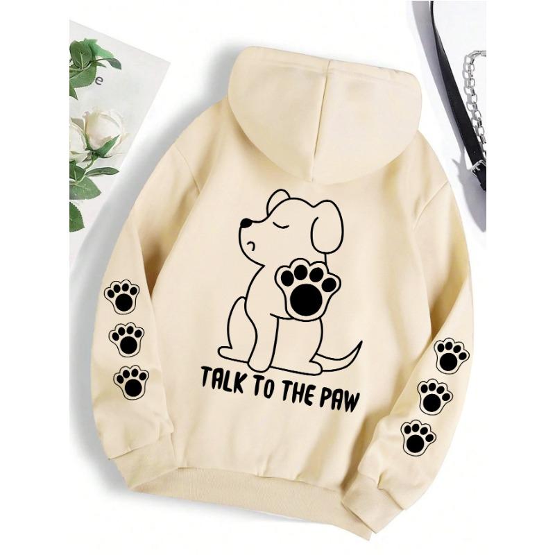 Talk To The Paw Смешная собака мультфильм принт толстовка женская теплая флисовая толстовка модная повседневная с капюшоном осень свободная круглая горловина женские топы