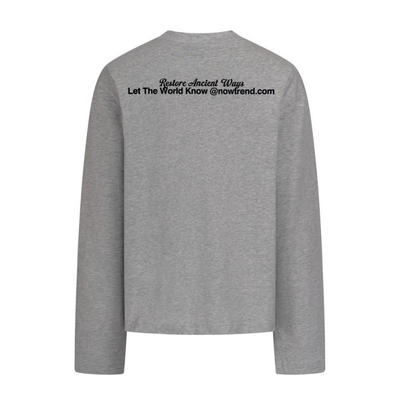 Mens Long Sleeve T Shirt Graphic Letter Print Cotton Casual Streetwear Round Neck Loose Fit 320g Heavyweight