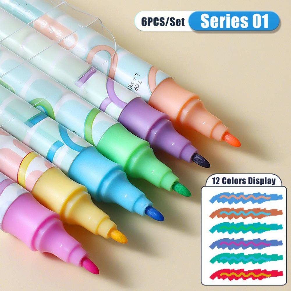 Двухцветные складные цветные маркеры, двухсторонняя флуоресцентная ручка, цветная ручка для рисования, подарок