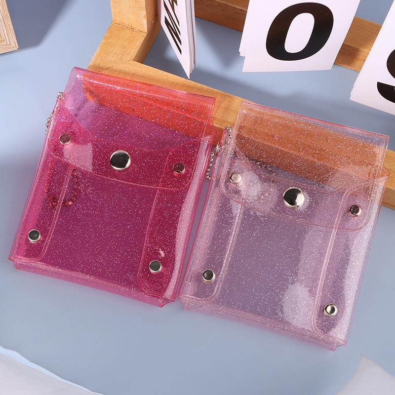 Мини-косметичка, симпатичная прозрачная косметичка с блестками, розовый брелок для ключей, косметичка-футляр