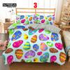 Мягкий комплект постельного белья с пасхальными яйцами, 3D-принт, кролик, мультяшные яйца, пододеяльник, наволочка из полиэстера, поздравления и подарки на Пасху