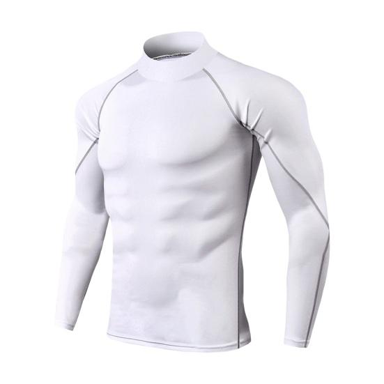 Мужской спортивный топ 3D Slim Fit с высокой эластичностью и воротником-стойкой, быстросохнущий, с длинными рукавами, облегающий, компрессионный, для коррекции фигуры, для бега, баскетбола, спортзала