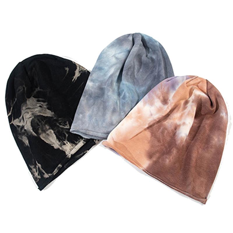 Autumn Winter Tie-Dye Warm Hat for Women Men Hip Hop Beanie Skullies Fordable Adult Outdoor Soft Casual Bonnet Skullcaps Unisex Retro Windproof Bonnet