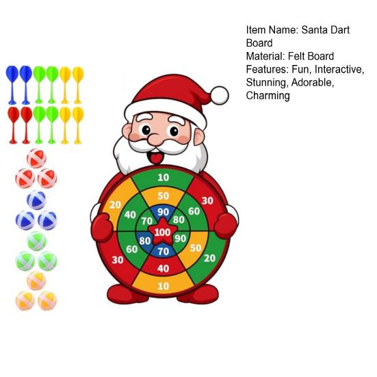 Дартс-мишень Деда Мороза с 12 липкими шариками и 12 дротиками Большие рождественские игры для семьи, детей, взрослых, для вечеринок