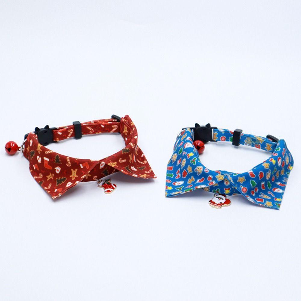 Милое рождественское ожерелье для котенка с колокольчиком 18-28см/7.09-11.02дюйма Рождественский галстук-бабочка для котенка Модный мягкий