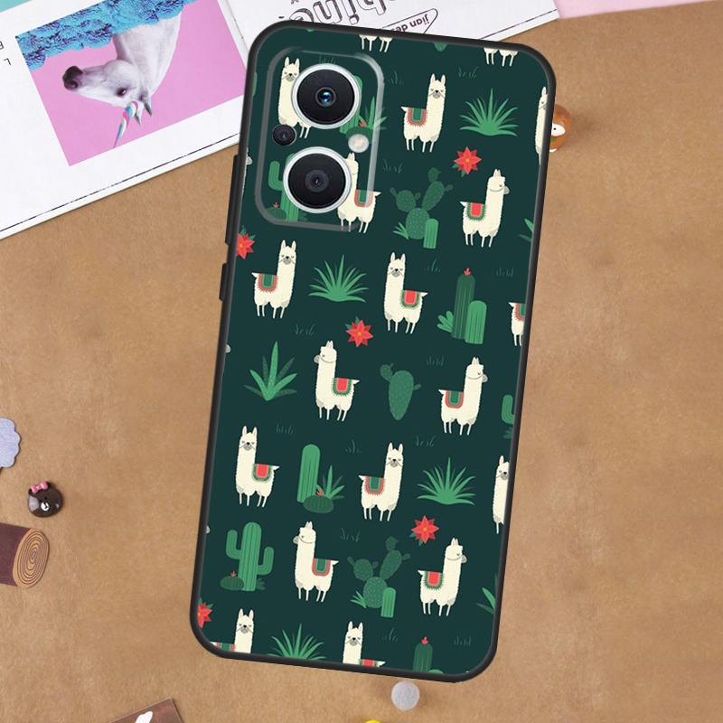 Llama Alpaca Pattern Case For OPPO Reno 12F 13F 14F 11F 8T 7 8 10 11 12 13 14 Pro OPPO Find X6 X5 X8 Pro Cover