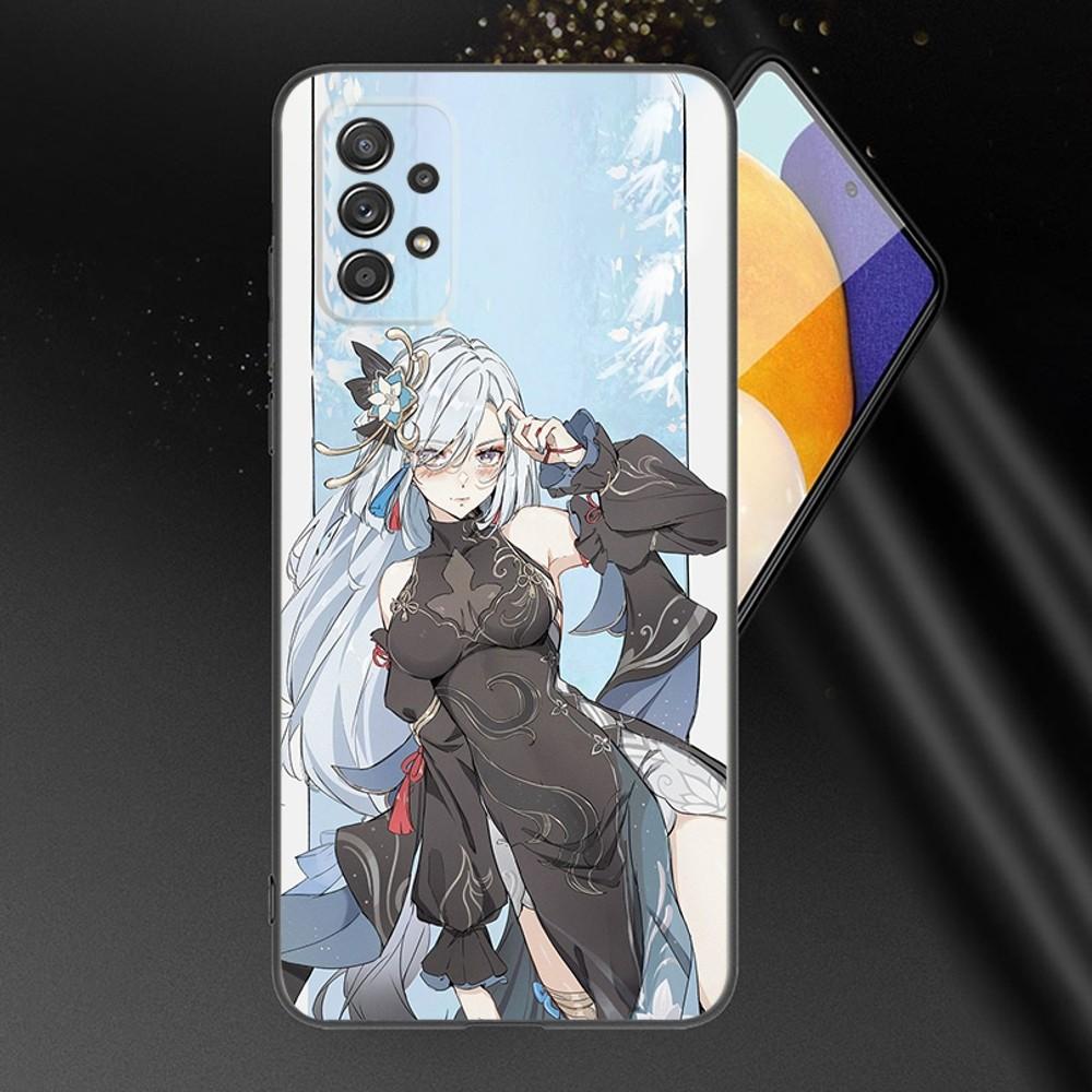 Чехол для телефона Genshin Impact Shenhe для Samsung Galaxy A13, A21s, A22, A31, A32, A52, A53, A71, A80, A91, Мягкий черный чехол для телефона