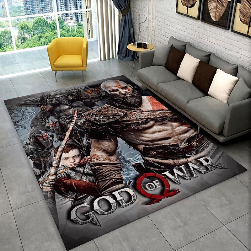 Ретро Ковер Игра God of War Кратос для Спальни Гостиной Дивана Игровой Комнаты Прихожей Домашний Декор, Коврик для Детской Зоны Нескользящий Подарок