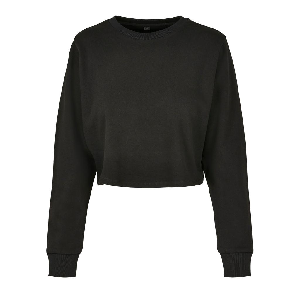 Build Your Brand Womens/Ladies Cropped Terrycloth Crew Neck Jumper
