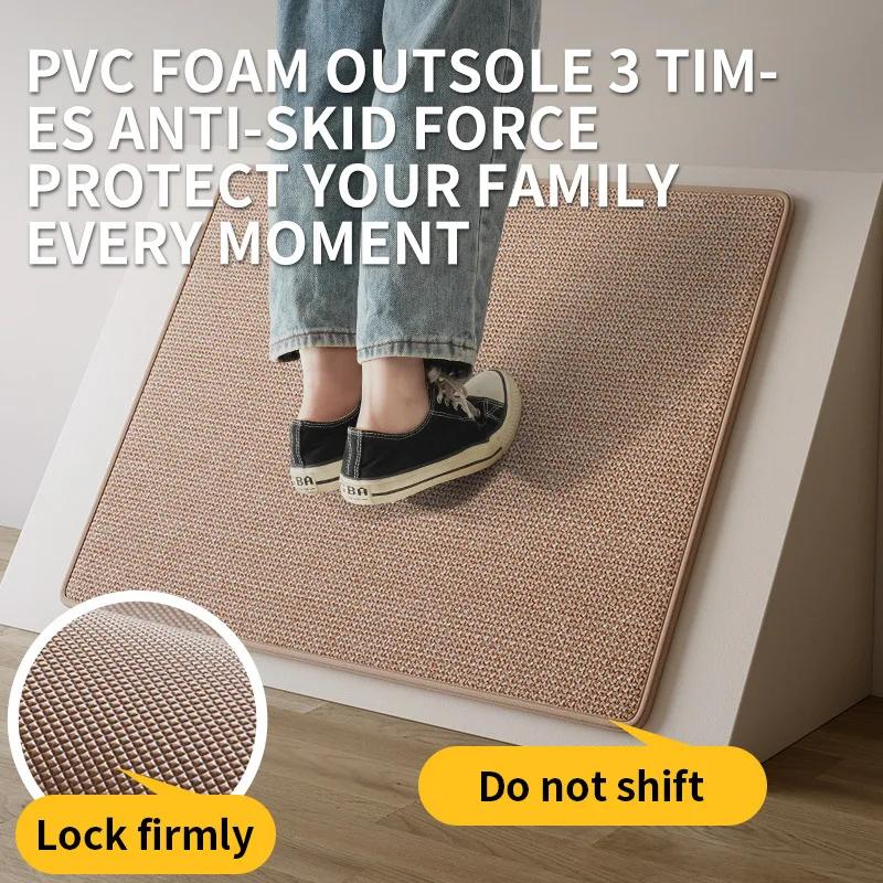 Льняной кухонный коврик Впитывает воду и масло Нескользящий и износостойкий Длинный напольный коврик Не требует стирки Протираемый ковер Устойчивый к пятнам