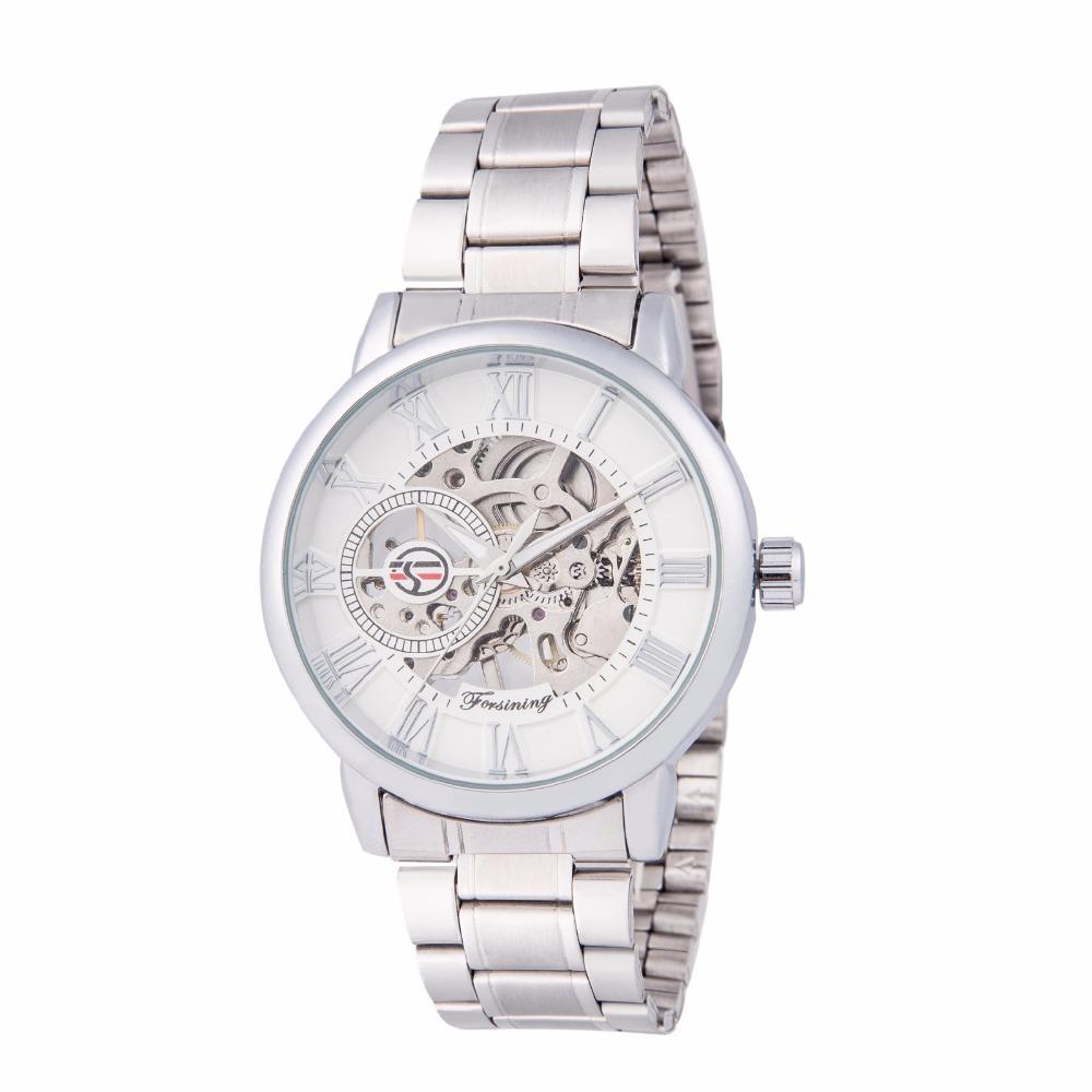 Forsining Часы мужские часы модные повседневные золотые часы стальной ремешок полые автоматические механические часы S838-9-A
