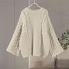 Oversize Knit Pullover Women Casual Lazy Round Neck Kink Solid Sweater Female Loose Sleeves Knitwear Lady