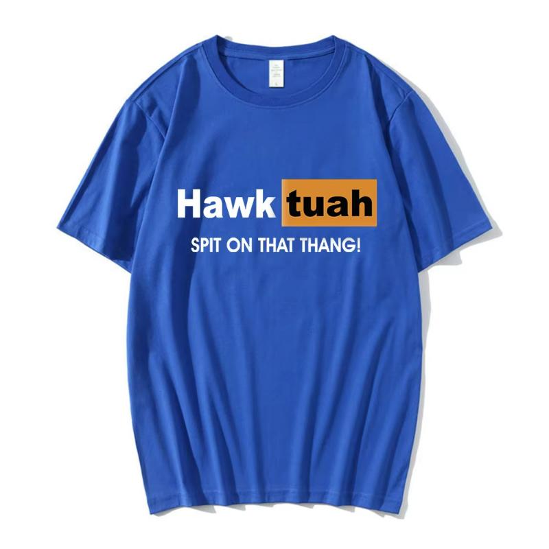 Футболка с принтом мема Hawk Tuah Spit on That Thing, смешная футболка, мужская и женская, повседневная, хлопковая, оверсайз, с коротким рукавом, стритвир