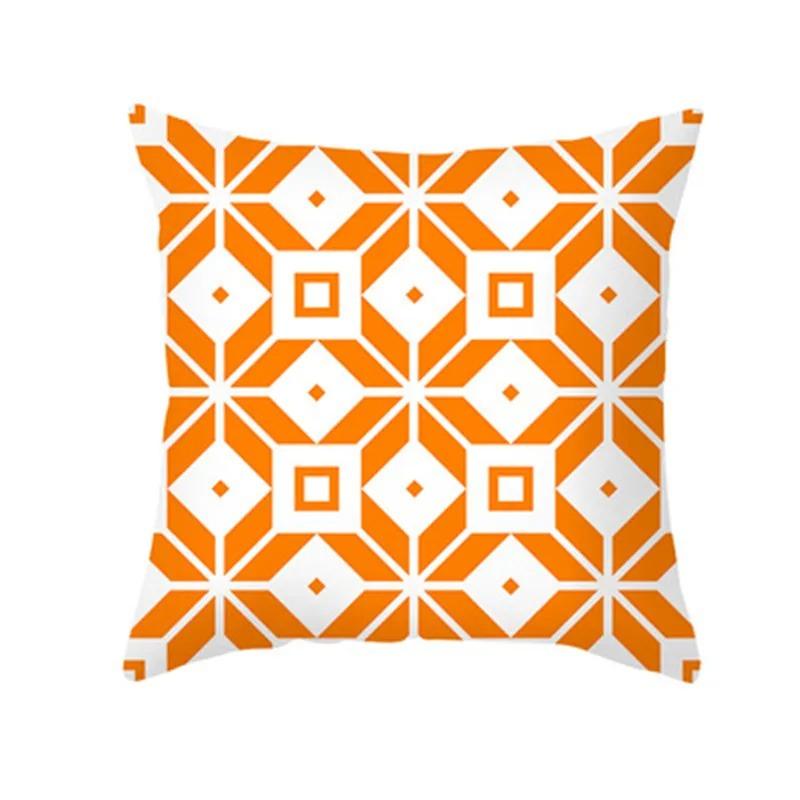 Orange Geometric Abstract Throw Pillow Cover With Short Plush Print For Living Room Sofa Decoration Cushion Cover Pillow Covers