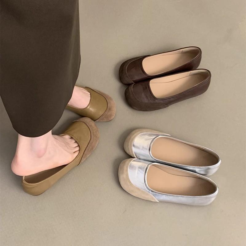 Fashion Hot Selling 2025 Women's Shoes Retro Round Toe Slip-On Flat Bottom Bean Bean Shoes Evening Breeze French Style Korean Version