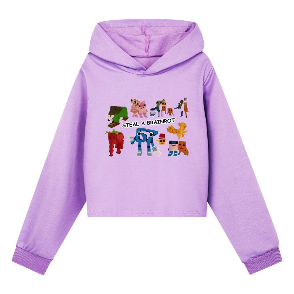 5214 Детские Девочки Украсть Мозговую гниль 67 Шесть Семь Принтованный Повседневный Толстовка-Топ с Длинными Рукавами и Капюшоном