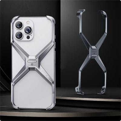 Чехол для телефона без оправы из алюминиевого сплава X-типа для iPhone 14 15 Pro Max, металлический рассеиватель тепла, съемная броня, противоударный чехол, чехол