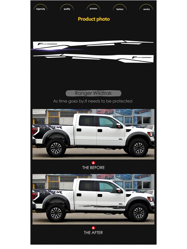 Декали на боковые юбки кузова Ford F-150 Raptor и наклейки для модификации автомобиля