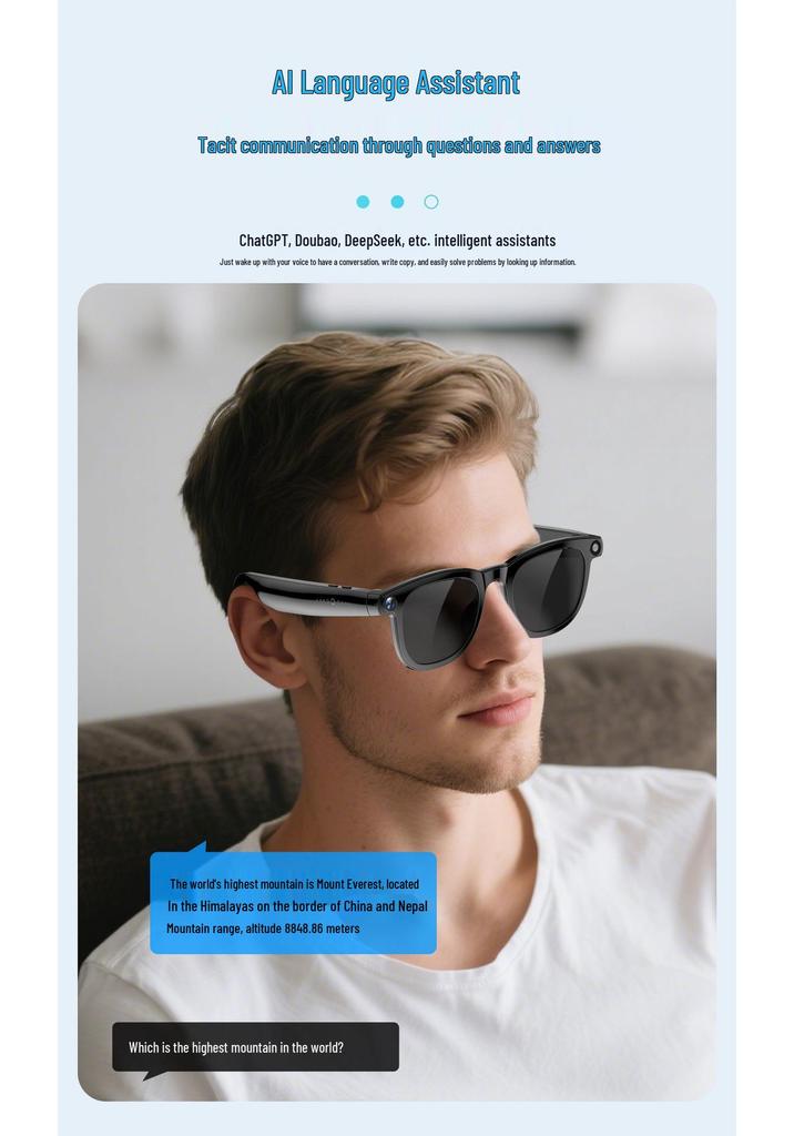 JS02PRO Smart AI Bluetooth Glasses: 12MP Camera, Video Recording, Translation, Object Recognition, Calls, Music.