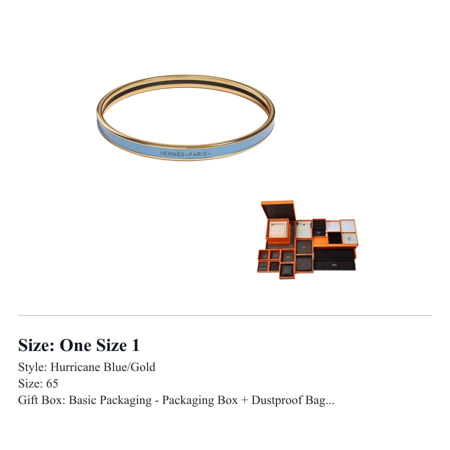 HERMES Enamel Bangles Women's Hurricane Blue/Gold H240001F 6T