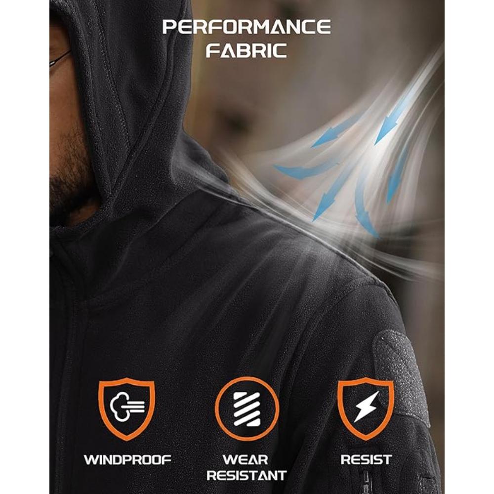 Fall Men's Jacket Coats Outdoor Fleece Casual Top Men's Outdoor Hiking Tactical Hooded Zipper Jacket