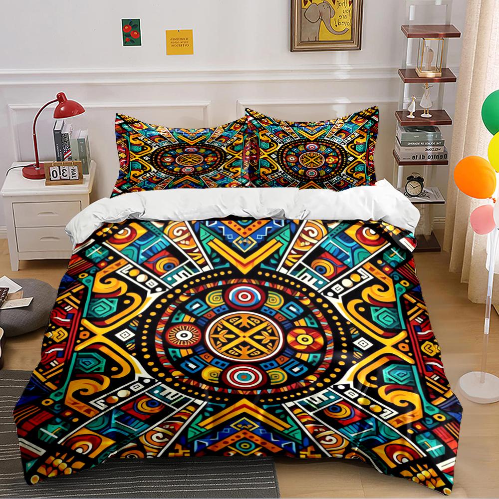Colorful Geometric Boho Style Bedding Set Bedding set (1 duvet cover, 2 pillowcases, duvet not included)