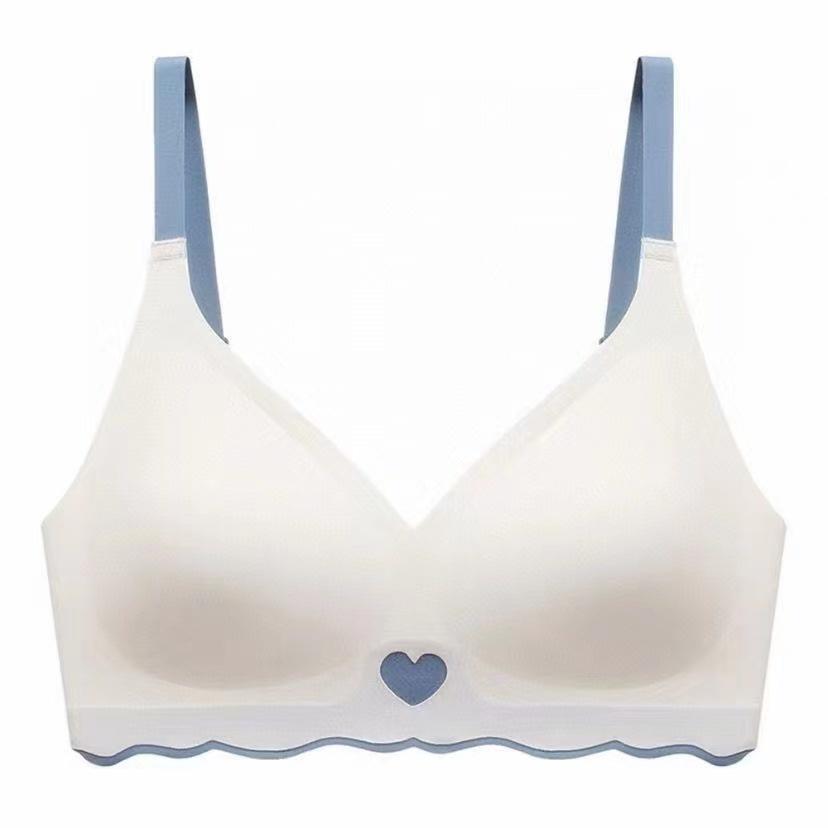 FINETOO Бюстгальтер без следов из ледяного шелка с сердечками, удобные трусики для женщин, цельное удобное нижнее белье для девочек