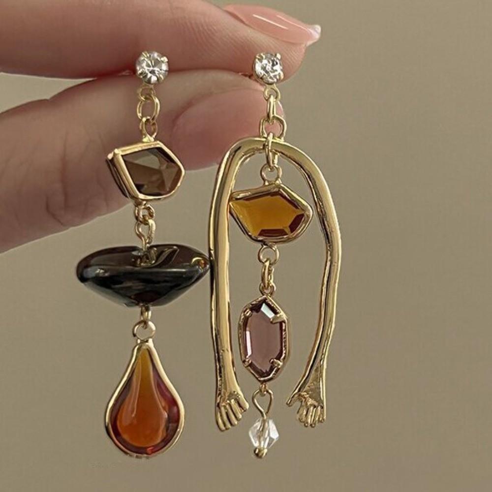 Elegant Asymmetric Earrings Zircon Vintage Earrings Gift Drop Dangle Earrings Women