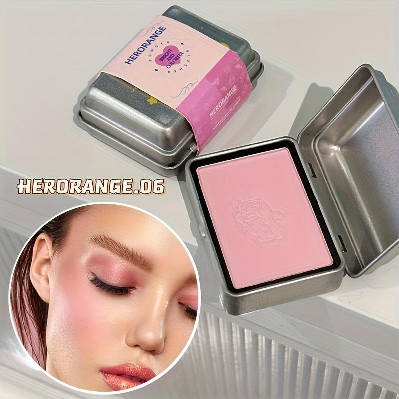HERORANGE Палетка румян из жестяной коробки, 6 цветов, матовые и с шиммером, низкая пигментация, водостойкая и стойкая, легко наносится