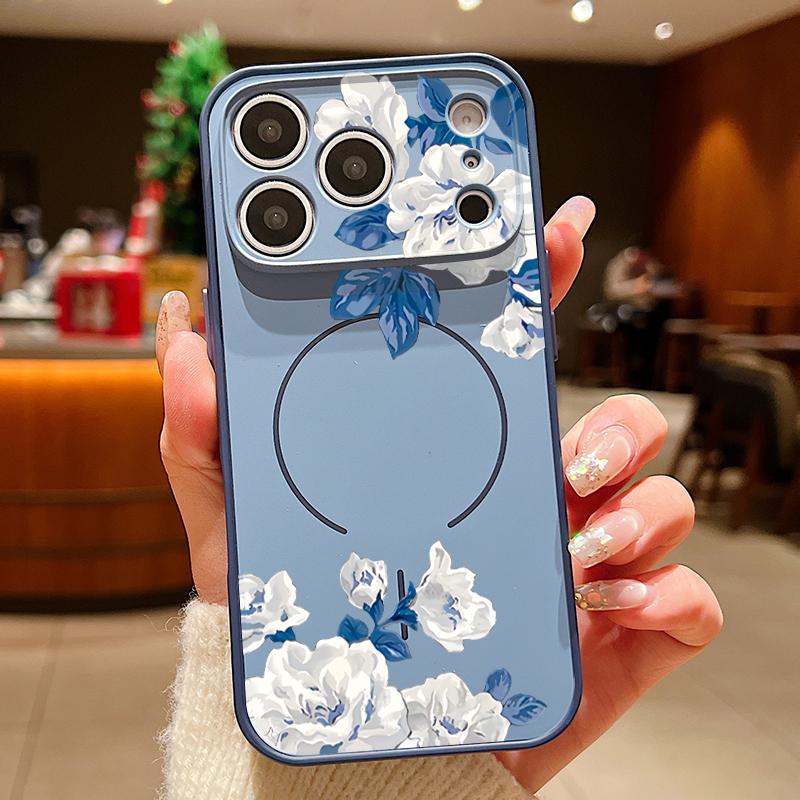 Белый цветочный узор гардении Для iPhone 17 Pro Max Чехол iPhone 16 15 14 13 Pro Max Тактильное покрытие Магнитный Для Magsafe Ударопрочный Бампер Чехол