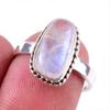 Кольцо из натурального радужного лунного камня из стерлингового серебра 925 пробы, размер 7 f8M75