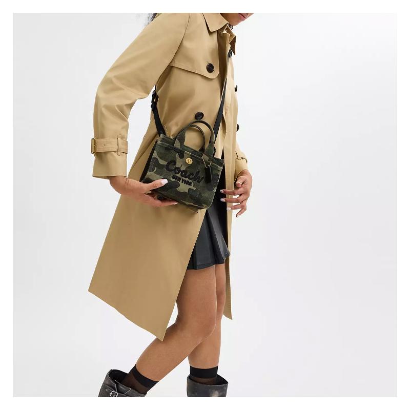 Coach Cargo 20-буквенный логотип застежка-молния холщовая сумка-тоут сумка-тоут сумка для покупок сумка женская маленький размер камуфляжный цвет
