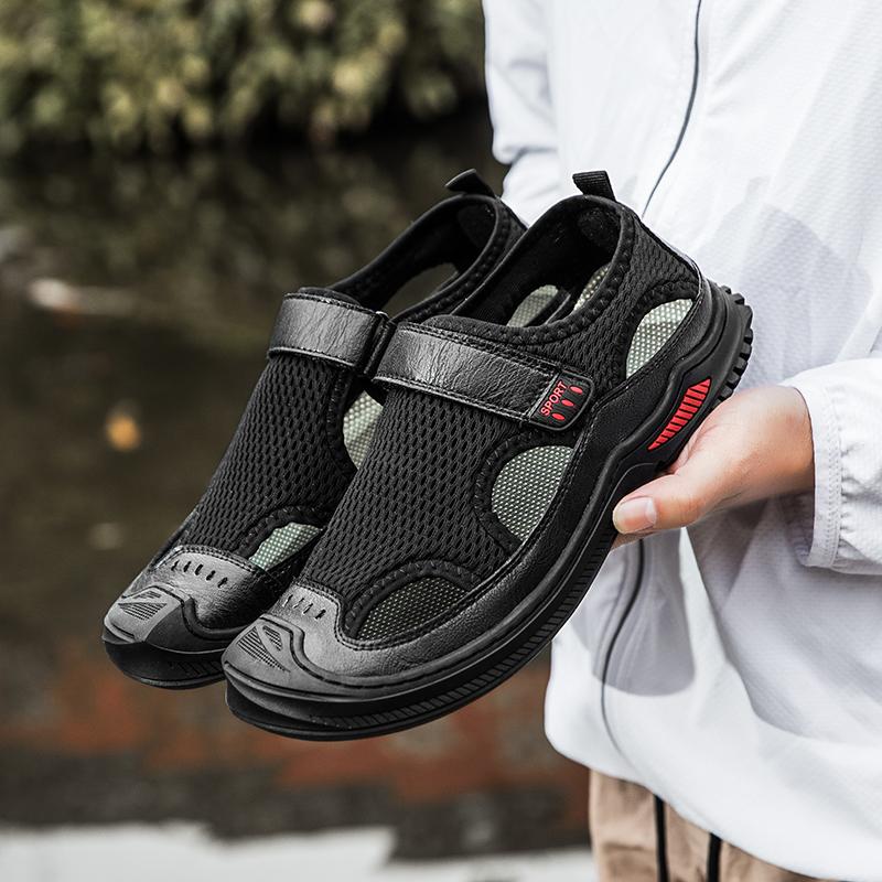 Fashion Summer 2025 Men's Outdoor Breathable Hollow Mesh Shoes Fashion Brand Men's Comfortable Water Wading Non Slip Soft Bottom Sandals