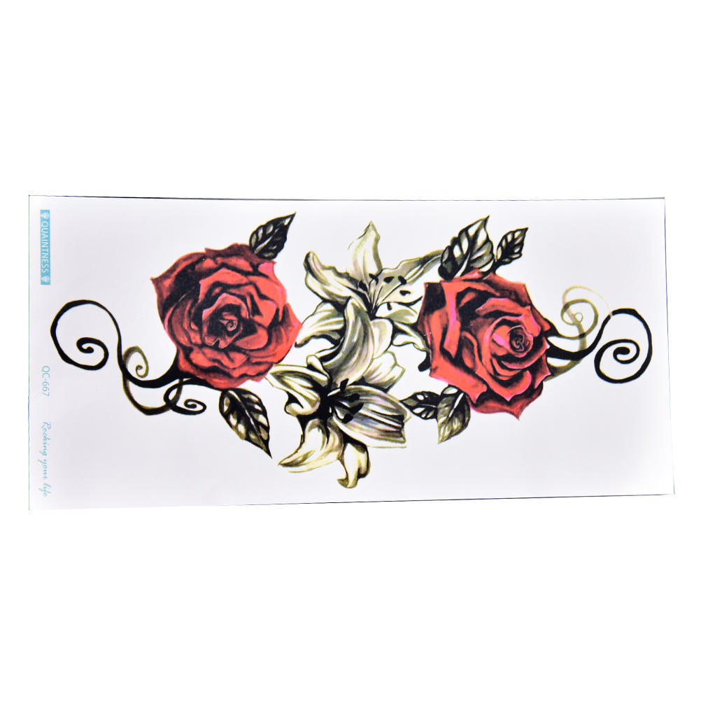 Fake Temporary Tattoo Sticker Red Rose Flower Arm Body Waterproof Women Art