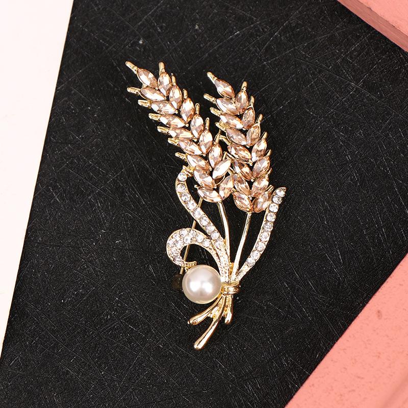 Роскошная Брошь в виде Пшеничного Колоса, Заколки для Воротника, Блестящие Женские Мужские Вечерние Броши, Ювелирный Подарок