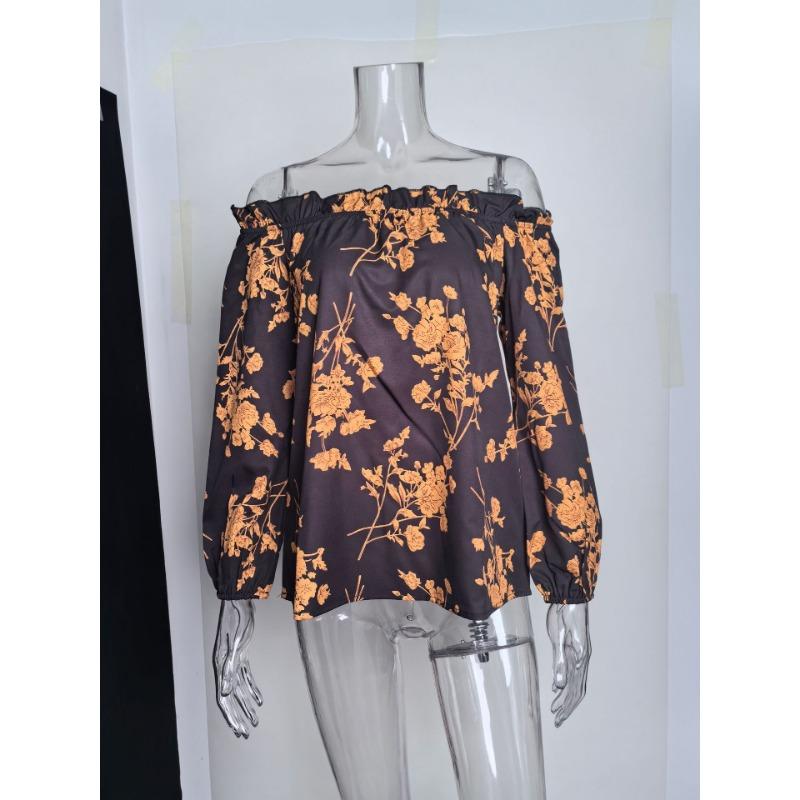 Женский весенний новый топ с открытыми плечами и цветочным принтом