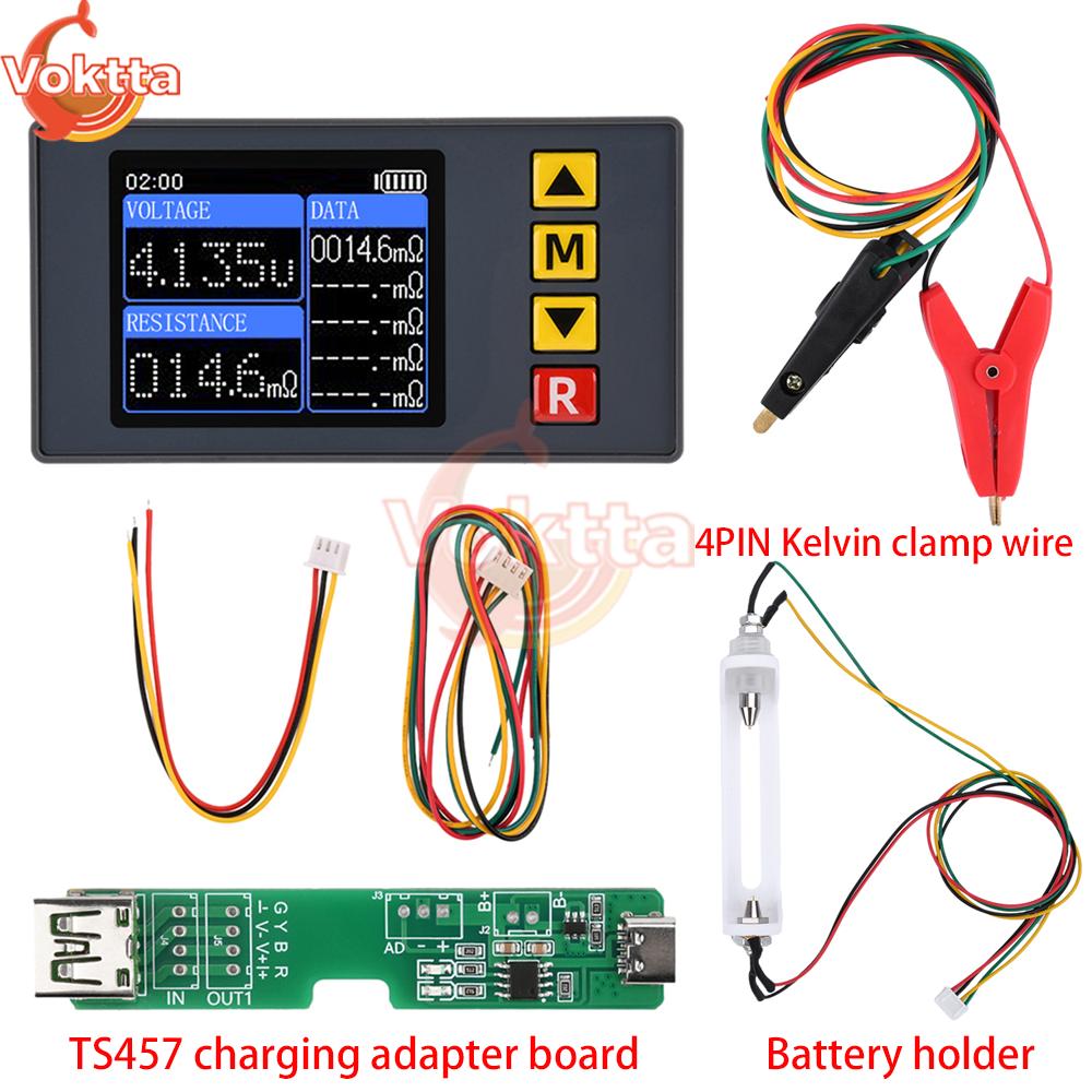 TS457 DC5V Тестер внутреннего сопротивления напряжения 5 комплектов Запись измерений вольтметра 4-проводной тестер аккумулятора с зажимом Кельвина