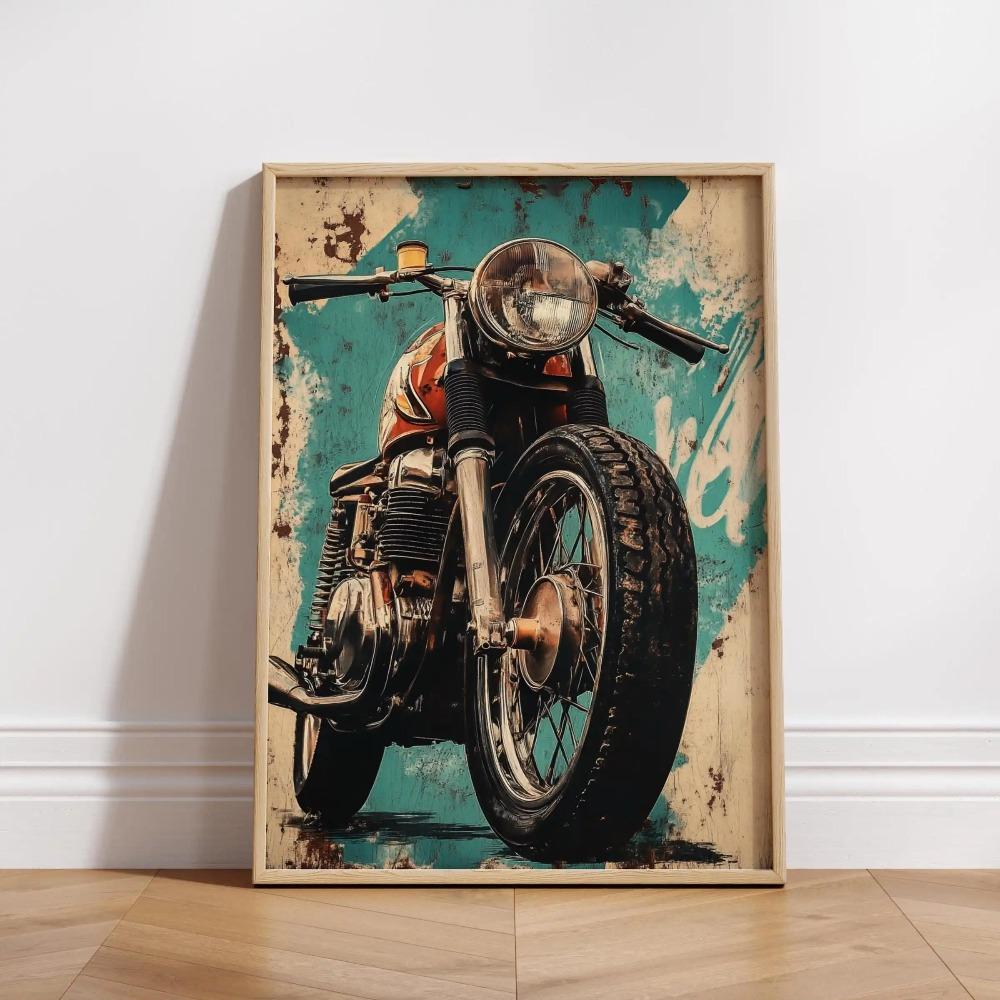 Винтажный постер Cafe Racer – Гранж Мотоциклетное Настенное Искусство Рустикальный Декор Гаража Смелый Принт Мотоцикла Ретро Подарок Байкеру Индустриальные Вайбы