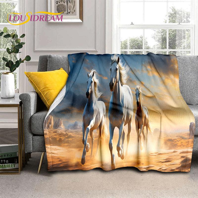 Horse Pentium Gallant Steed 3D Animal Blanket,Soft Throw Blanket for Home Bedroom Bed Sofa Picnic Travel Office Cover Child Gift